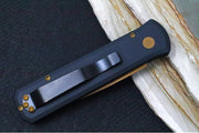 Pro Tech Godfather Auto - Black Anodized Aluminum Handle / Tan PVD Finish / Spearpoint Blade / 154CM Steel 921-TAN - Northwest Knives