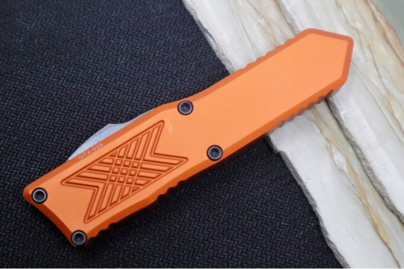 Guardian Tactical GTX-025 OTF - Dark Stonewash Finish / Elmax Steel / Drop Point Blade / Burnt Orange Anodized Aluminum Handle 12-4611BO - Northwest Knives