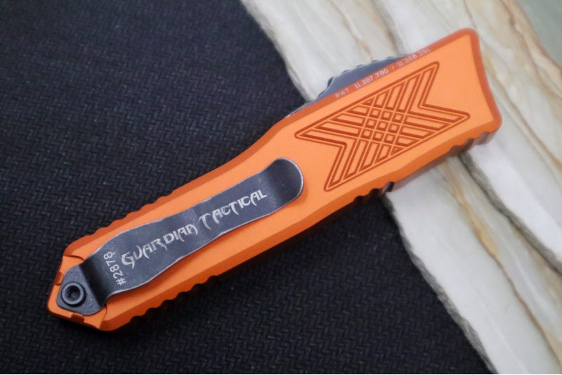 Guardian Tactical GTX-025 OTF - Dark Stonewash Finish / Elmax Steel / Drop Point Blade / Burnt Orange Anodized Aluminum Handle 12-4611BO
