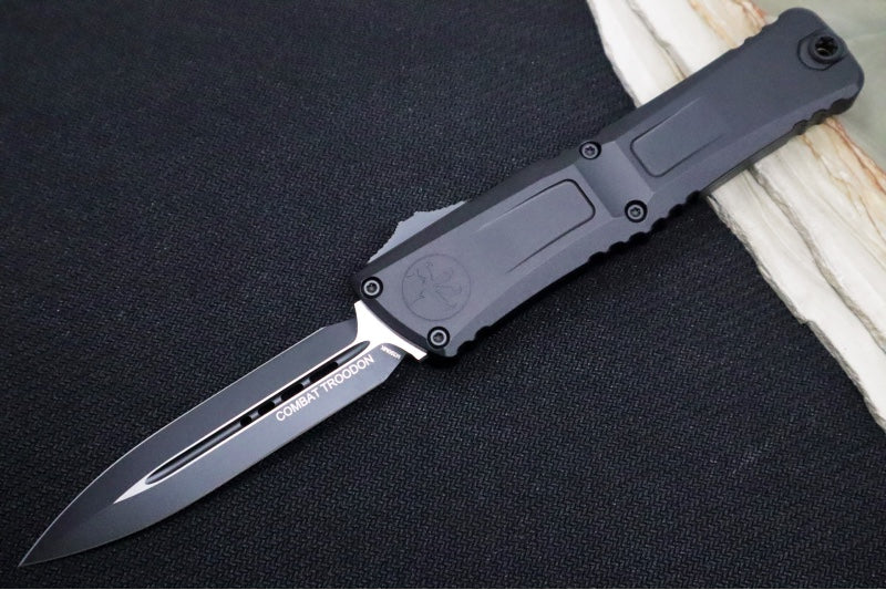 Microtech Combat Troodon OTF Gen III Tactical - Black Finish / Dagger Blade / Black Anodized Aluminum Handle - 1142-1T