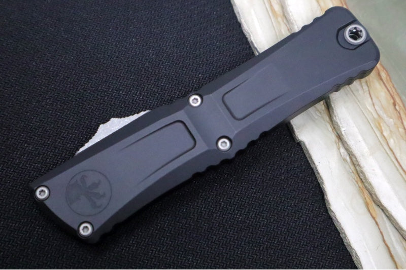 Microtech Combat Troodon OTF Gen III - Apocalyptic Finish / Drop Point Blade / Black Anodized Aluminum Handle - 1143-10AP - Northwest Knives