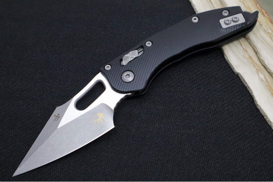 Microtech Stitch RAM-Lock Manual - Spear Point Blade / Apocalyptic Finish / Black Fluted Anodized Aluminum Handle 169RL-10APFL