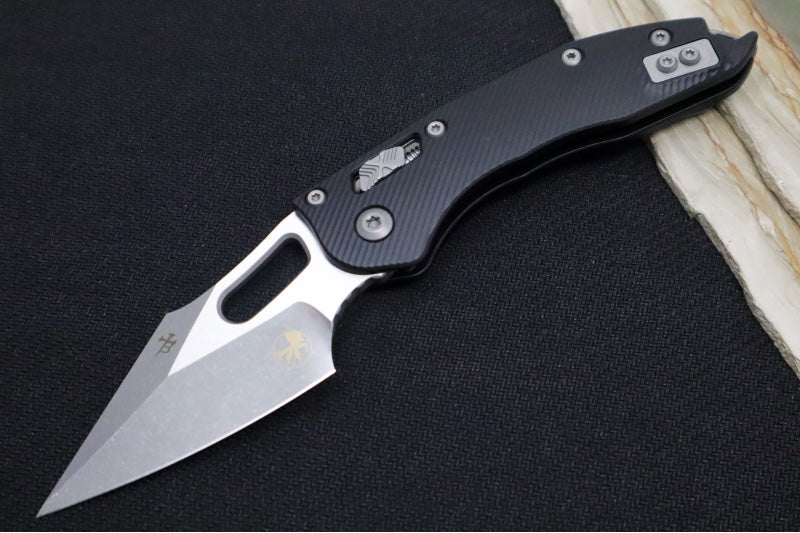 Microtech Stitch RAM-Lock Manual - Spear Point Blade / Apocalyptic Finish / Black Fluted Anodized Aluminum Handle 169RL-10APFL