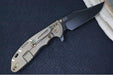 Rick Hinderer Knives XM-24 Skinny Limited Vintage Series - Tri Way Pivot- 4.0" Hollow Ground Bowie Blade / Battle Black Finish / Smooth Walnut & Green Anodized Titanium Handle / 1095 Carbon Steel / Bronzed Hardware - Northwest Knives