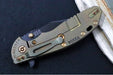 Rick Hinderer Knives XM-24 Skinny Limited Vintage Series - Tri Way Pivot- 4.0" Hollow Ground Bowie Blade / Battle Black Finish / Smooth Walnut & Green Anodized Titanium Handle / 1095 Carbon Steel / Bronzed Hardware - Northwest Knives