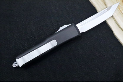 Microtech UTX-85 OTF - Steamboat Willie Design / Tanto Blade / Dirty White Finish / Black Anodized Aluminum Handle 233-1SB