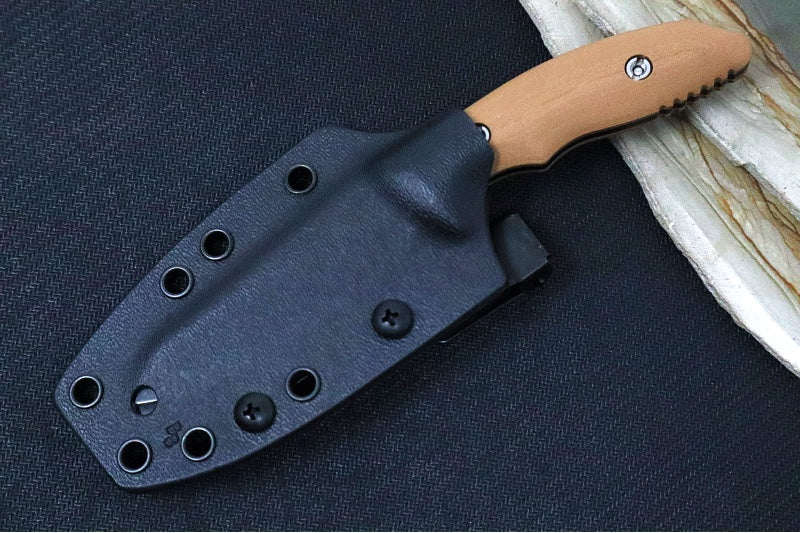 Rick Hinderer Knives Flashpoint Fixed Blade -  Battle Black Finish / CPM-Magnacut Steel / Coyote Tan G-10 Handle / Black Kydex Sheath - Northwest Knives
