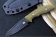 Rick Hinderer Knives Flashpoint Fixed Blade -  Battle Black Finish / CPM-Magnacut Steel / OD Green G-10 Handle / Black Kydex Sheath - Northwest Knives