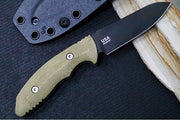 Rick Hinderer Knives Flashpoint Fixed Blade -  Battle Black Finish / CPM-Magnacut Steel / OD Green G-10 Handle / Black Kydex Sheath - Northwest Knives