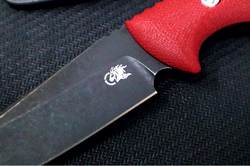 Rick Hinderer Knives Flashpoint Fixed Blade -  Battle Black Finish / CPM-Magnacut Steel / Red G-10 Handle / Black Kydex Sheath - Northwest Knives