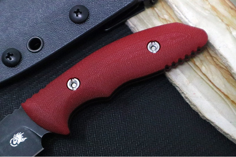Rick Hinderer Knives Flashpoint Fixed Blade -  Battle Black Finish / CPM-Magnacut Steel / Red G-10 Handle / Black Kydex Sheath - Northwest Knives