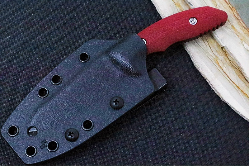 Rick Hinderer Knives Flashpoint Fixed Blade -  Battle Black Finish / CPM-Magnacut Steel / Red G-10 Handle / Black Kydex Sheath - Northwest Knives