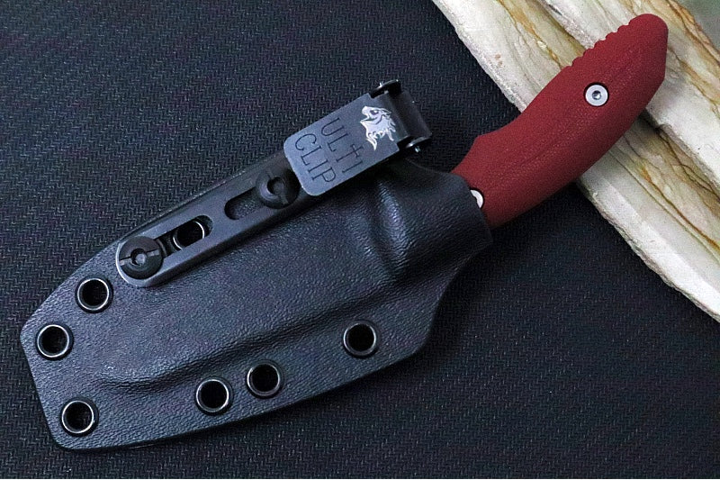 Rick Hinderer Knives Flashpoint Fixed Blade -  Battle Black Finish / CPM-Magnacut Steel / Red G-10 Handle / Black Kydex Sheath - Northwest Knives
