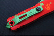 Microtech UTX-85 OTF Gen IV St. Patty's Day Edition - Dagger Blade / Red Finish / Red "St Patty's Day" Anodized Aluminum Handle 12324-1SPDS - Northwest Knives