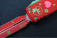 Microtech UTX-85 OTF Gen IV St. Patty's Day Edition - Dagger Blade / Red Finish / Red "St Patty's Day" Anodized Aluminum Handle 12324-1SPDS - Northwest Knives