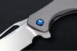 Koenig Mini Arius - Standard with Plexa Patterned Handle - Burnished Blade with Polished Flats - Blue Spacer & Hardware (Gen 1) - Northwest Knives