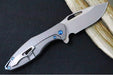 Koenig Mini Arius - Standard with Plexa Patterned Handle - Burnished Blade with Polished Flats - Blue Spacer & Hardware (Gen 1) - Northwest Knives