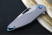 Koenig Mini Arius - Standard with Plexa Patterned Handle - Burnished Blade with Polished Flats - Blue Spacer & Hardware (Gen 1) - Northwest Knives