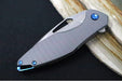 Koenig Mini Arius - Standard with Plexa Patterned Handle - Burnished Blade with Polished Flats - Blue Spacer & Hardware (Gen 1) - Northwest Knives