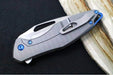 Koenig Mini Arius - Standard with Plexa Patterned Handle - Burnished Blade with Polished Flats - Blue Spacer & Hardware (Gen 1) - Northwest Knives