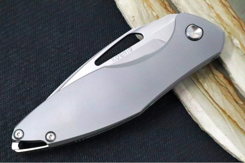 Koenig Arius Flipper Delete- Full Burnished Blade - Smooth Titanium Handle - Silver Spacer & Hardware (Gen 4) AR2411111 - Northwest Knives