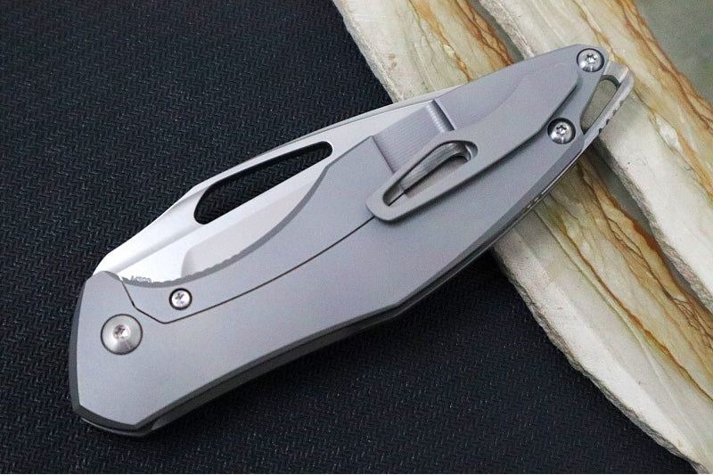 Koenig Arius Flipper Delete- Full Burnished Blade - Smooth Titanium Handle - Silver Spacer & Hardware (Gen 4) AR2411111 - Northwest Knives