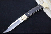 Buck 110 Folding Hunter - Clip Point Blade / Stainless Steel / Ebony Wood Handle / Genuine Leather Sheath 0110BRS-B - Northwest Knives