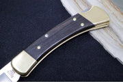 Buck 110 Folding Hunter - Clip Point Blade / Stainless Steel / Ebony Wood Handle / Genuine Leather Sheath 0110BRS-B - Northwest Knives