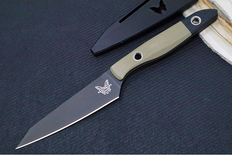 Benchmade 4045BK-01 True Paring Kitchen Knife - Black DLC Finish / CPM-154 Steel / OD Green G-10 Handle & Black G-10 Bolsters - Made in Portland, Oregon USA - Northwest Knives