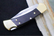 Buck 112 Folding Ranger - Clip Point Blade / Stainless Steel / Ebony Wood Handle / Genuine Leather Sheath 0112BRS-B - Northwest Knives