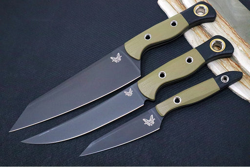 Benchmade 4005BK-01 3pc Kitchen Knife Set - Black DLC Finish / CPM-154 Steel / OD Green G-10 Handle & Black G-10 Bolsters - Made in Portland, Oregon USA - Northwest Knives