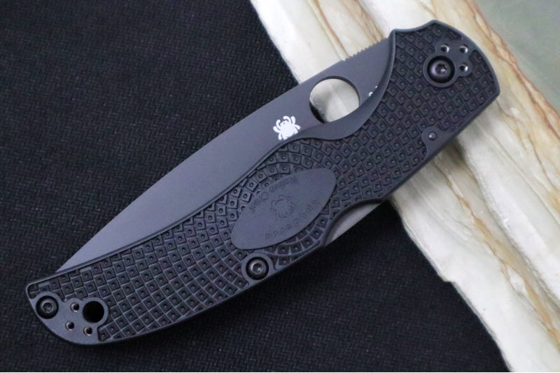Spyderco Native Chief - Drop Point Blade with Partial Serrates / Black Finish / Black FRN Handle Scales C244PSBBK