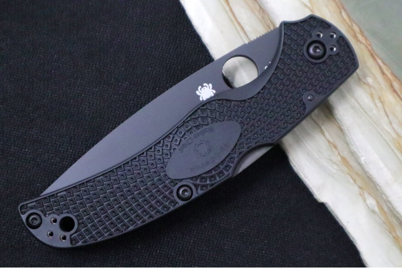 Spyderco Native Chief - Drop Point Blade with Partial Serrates / Black Finish / Black FRN Handle Scales C244PSBBK - Northwest Knives