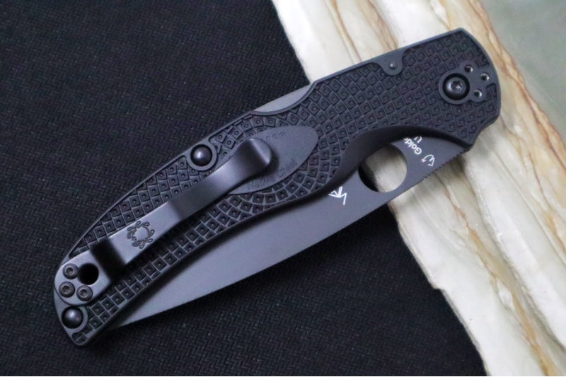 Spyderco Native Chief - Drop Point Blade with Partial Serrates / Black Finish / Black FRN Handle Scales C244PSBBK - Northwest Knives