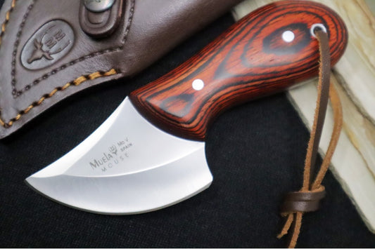 Muela Knives MOUSE-6R Fixed Blade - Coral Pakkawood Handle / X50CrMoV15 Stainless Blade / Leather Sheath