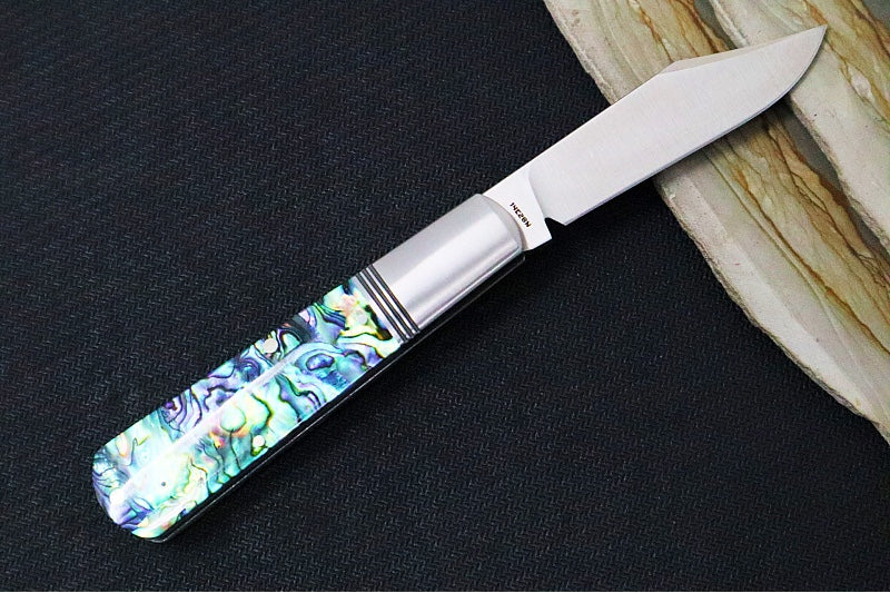 Jack Wolf Knives Gateway Jack Barlow Slipjoint - Abalone Handle / Clip Point Blade / Sandvik 14C28N Steel / Satin Finish - Northwest Knives