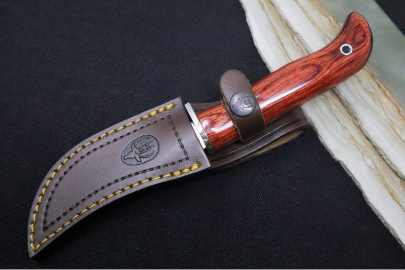 Muela Knives DP-10R Fixed Blade - Coral Pakkawood Handle / X50CrMoV15 Stainless Blade / Leather Sheath - Northwest Knives