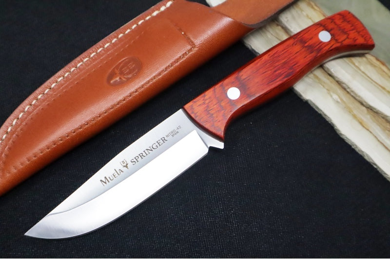 Muela Knives SPRINGER-11R Fixed Blade - Coral Pakkawood Handle / Nitro-42 Steel Blade / Leather Sheath - Northwest Knives