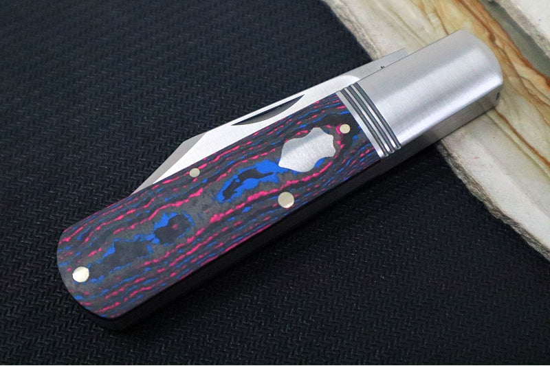 Jack Wolf Knives Gateway Jack Barlow Slipjoint - CamoCarbon Miami Handle / Clip Point Blade / Sandvik 14C28N Steel / Satin Finish - Northwest Knives