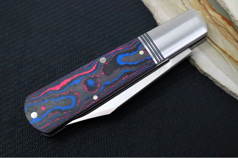 Jack Wolf Knives Gateway Jack Barlow Slipjoint - CamoCarbon Miami Handle / Clip Point Blade / Sandvik 14C28N Steel / Satin Finish - Northwest Knives