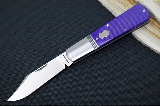 Jack Wolf Knives Gateway Jack Barlow Slipjoint - Purple Sawcut G-10 Handle / Clip Point Blade / Sandvik 14C28N Steel / Satin Finish - Northwest Knives