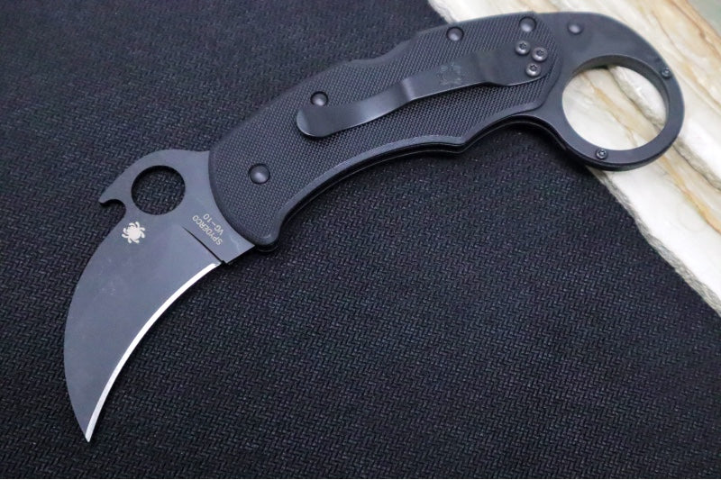 Spyderco Karahawk Karambit w/ Emerson Wave - Black G10 / Black Blade - C170GBBKP - Northwest Knives