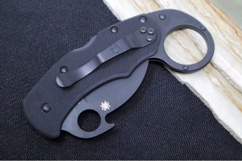 Spyderco Karahawk Karambit w/ Emerson Wave - Black G10 / Black Blade - C170GBBKP - Northwest Knives