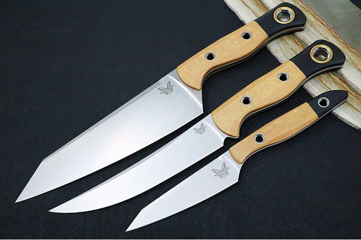Benchmade 4005-02 3pc Kitchen Knife Set - Stonewashed Finish / CPM-154 Steel / Maple Richlite Handle & Black G-10 Bolsters - Made in Portland, Oregon USA - Northwest Knives