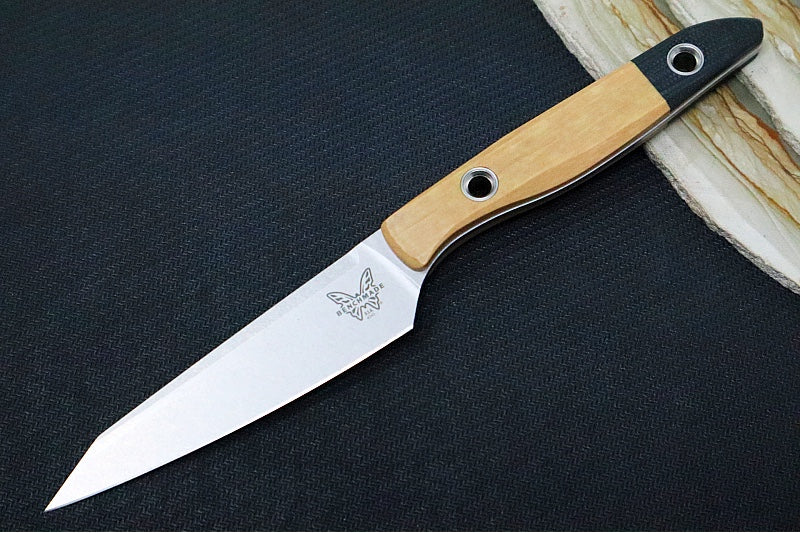 Benchmade 4005-02 3pc Kitchen Knife Set - Stonewashed Finish / CPM-154 Steel / Maple Richlite Handle & Black G-10 Bolsters - Made in Portland, Oregon USA - Northwest Knives