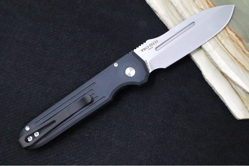 Pro Tech PDW Invictus Auto - Black Handle / Stonewash Plain Blade 1804