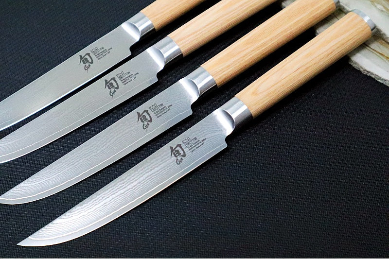 Shun Classic Blonde - 4pc Steak Knife Set - 69 Layered Damascus - Made in Seki City, Japan - Northwest Knives