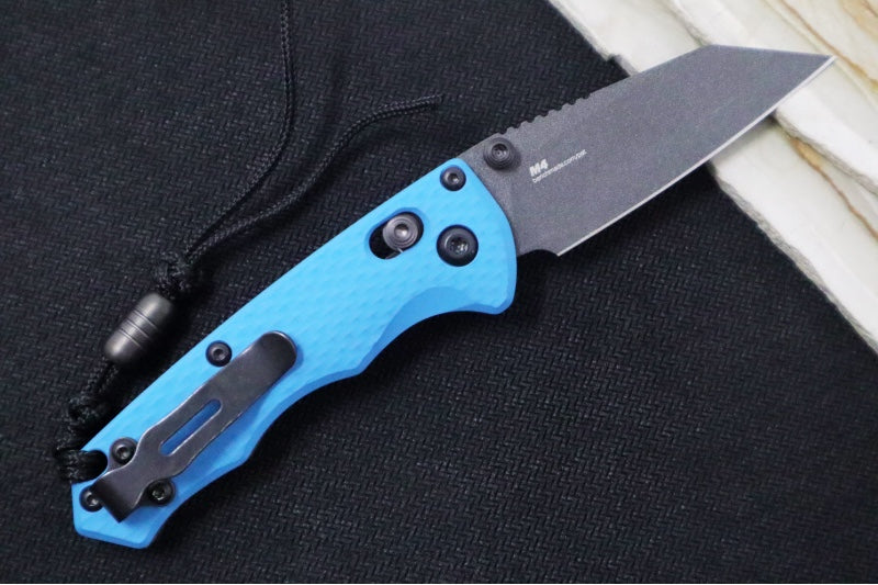 Benchmade 290BK Full Immunity Custom - Cobalt Black Cerakote Finished Blade / CPM-M4 Steel / Wharncliffe Blade / Sea Blue Cerakoted Aluminum Handle