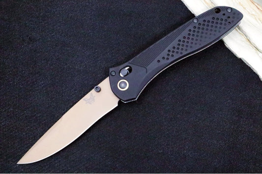 Benchmade 710FE-2401 SEVEN | TEN Limited Edition  - Recurve Drop Point Blade / CPM-Magnacut Steel / Black Anodized Aluminum Handle / FDE PVD Accents