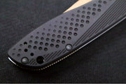 Benchmade 710FE-2401 SEVEN | TEN Limited Edition  - Recurve Drop Point Blade / CPM-Magnacut Steel / Black Anodized Aluminum Handle / FDE PVD Accents - Northwest Knives